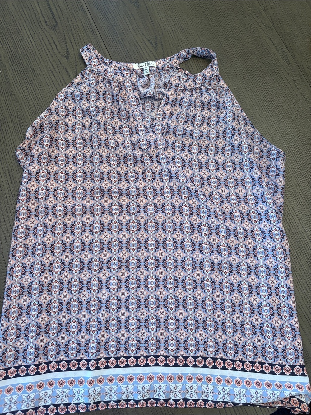 Liz Claiborne Blue and Pink Printed Halter Camisole